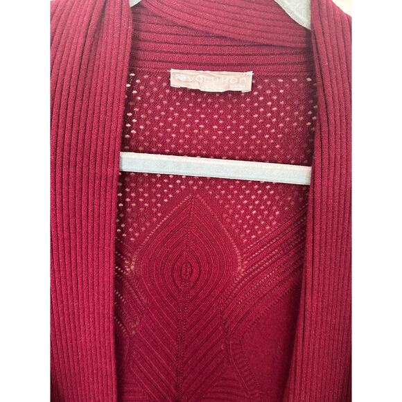 Evolution by Cyrus Longline Knit Cardigan – Burgundy – Size M (38L x 22W - Picture 3 of 5